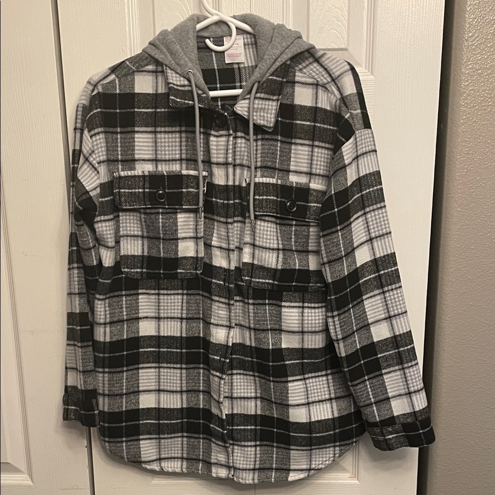 No Boundaries Flannel Hooded Jacket